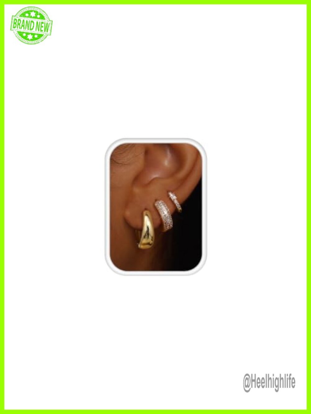 14K Gold Plated Chunky Hoop Earrings Hypoallergenic Huggie Set for Sensitive